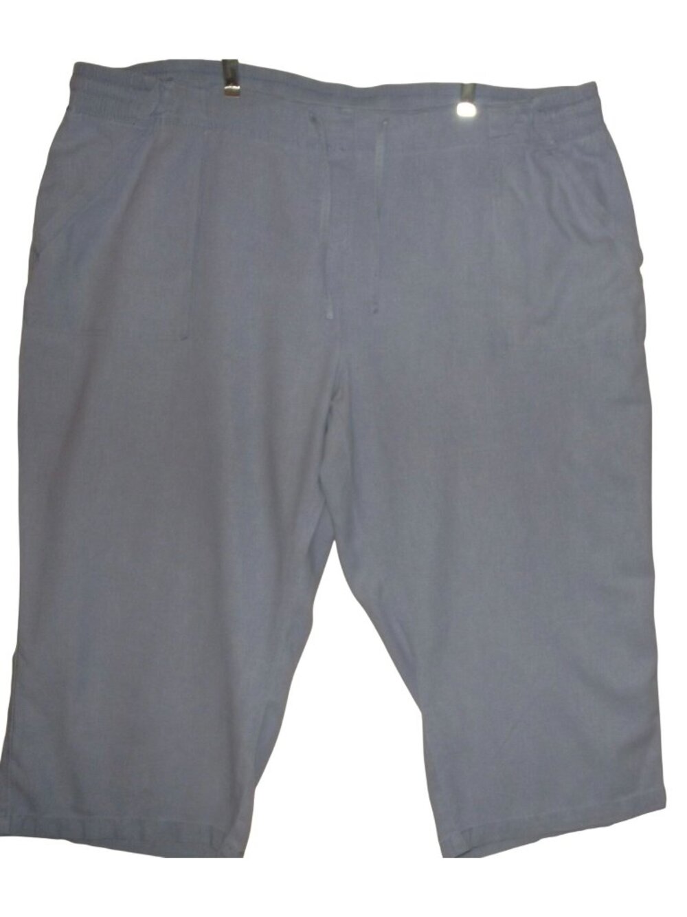 Denim & Company Capri Pants Womens 3X blue linen viscose (d&co) crop pockets